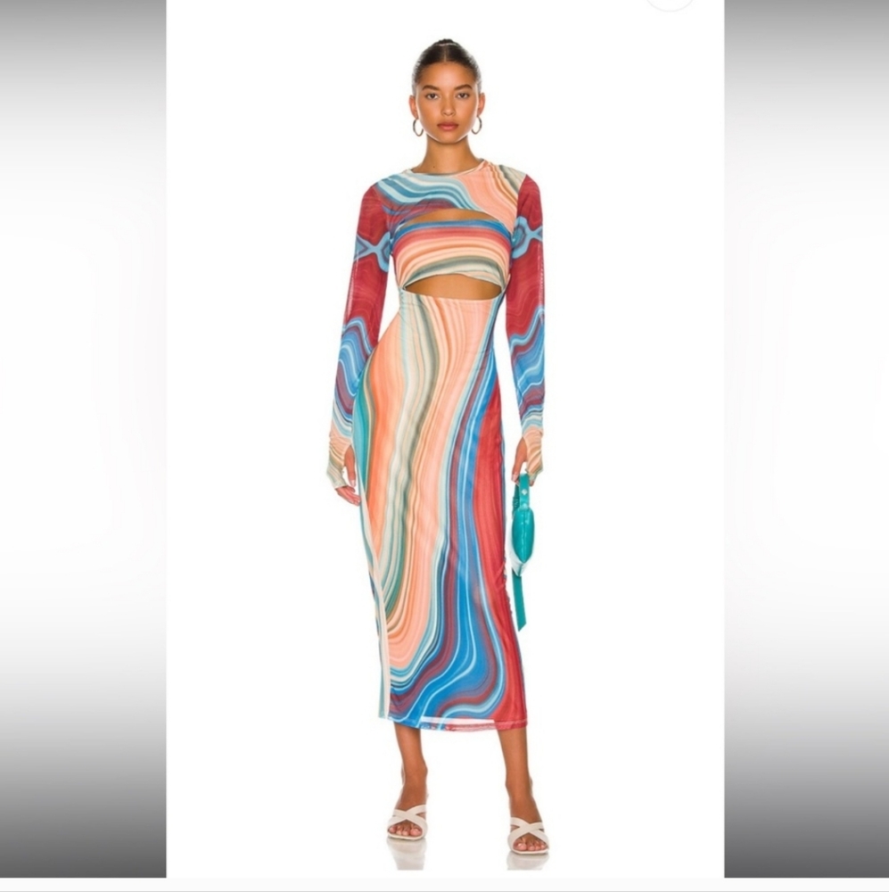 AFRM Multicolor Swirl Dress